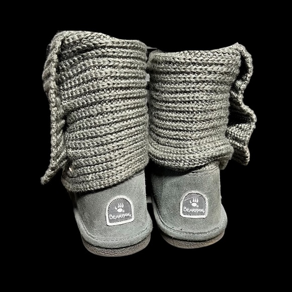 🌻Bearpaw Grey Tall (or Short) Comfortable Knit Outdoor Boots Women's Size 7 - Picture 10 of 14